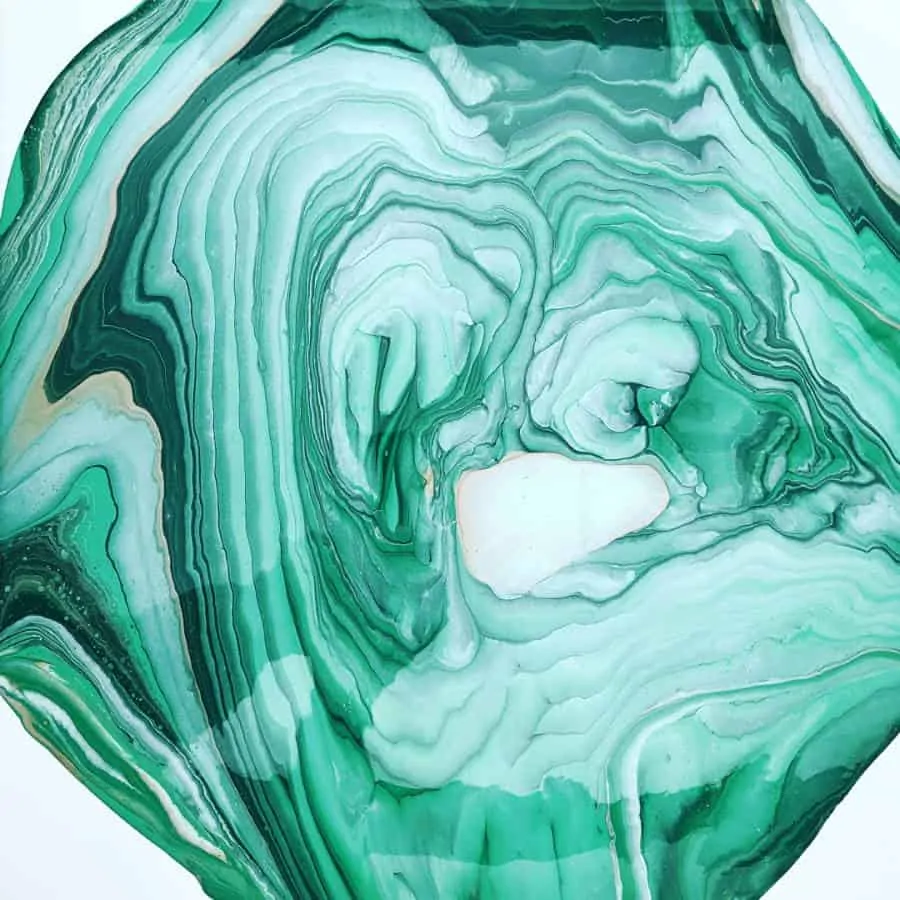 Acrylic Pour Green with White Negative Space