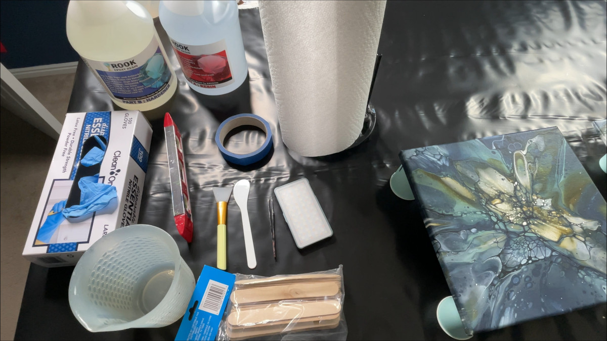 laying out all your tools you will use to resin