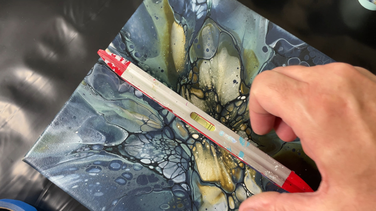 leveling acrylic pour art piece